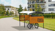 Abri cycles parkeo - Structure tubulaire en acier galvanisé thermolaqué RAL 7016 - Toiture en panneau composite 4mm Dibond_1