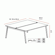 Bureau 2 personnes Born Wood - Mobel Linea - 140, Blanc, Chêne naturel_2