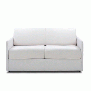 Canapé convertible express UTOPIA - 140 cm - Matelas Memory 20 cm - Velours blanc nacré - Finition matelassée_1