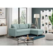 Canapé d'angle réversible convertible ARKO bleu clair avec méridienne réversible, coffre et coussins assortis_1