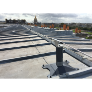 Ligne de vie à chariot pour couverture zinc volige - dispositif d'ancrage horizontal avec potelet absorbeur intégré_1