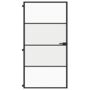 Vidaxl porte intérieure mince noir verre trempé aluminium 155122_1