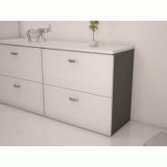 Armoire basse bicolore pour dossiers suspendus - H82,5 cm - 2 châssis télescopiques - Bois mélaminé_1