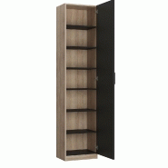 Armoire de rangement style industriel 1 porte KEY - bi-ton chêne noir mat 50 x 42 cm - 6 étagères et ferrures décoratives_1