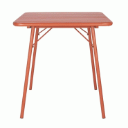Table carrée à lattes en acier terracotta | Bolero - CK064_1