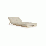 Fauteuil convertible futon ROOTS - Pin naturel beige - Couchage 90 x 200 cm - Design japonais_1
