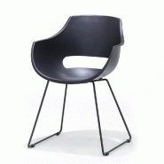 Lot de 4 chaises design Remo - coque noire en polypropylène - piétement luge métal noir mat_1