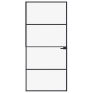 Vidaxl porte d'intérieur noir 93x201,5 cm trempé verre aluminium fin 153660_1