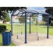 Abri fumeur voûte L - Structure acier/aluminium - Toiture polycarbonate anti-UV - Bardages verre sécurisés_1