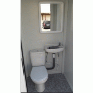 Bungalow de chantier sanitaire neuf 1.19 x 1.19m - REF 703 avec porte, WC, lavabo et luminaire_1