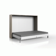 Lit escamotable horizontal Vanier - Décor chêne et façade blanche - Couchage 140 x 200 cm avec sommier inclus_1