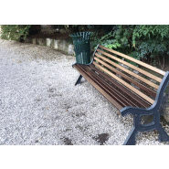 Banc public Roda UM320 - piètement en fonte ductile et lattes en bois tropical finition acajou_1