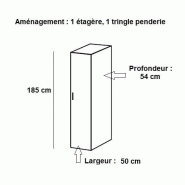 Colonne de rangement LUND - Penderie en chêne naturel - 50 x 54 x 185 cm - Structure en panneaux de particules_1
