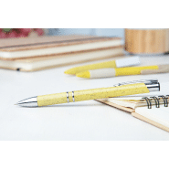 Stylo à bille en paille de blé - plastique et pièces métalliques - encre bleue_1