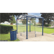 Abri fumeur voûte large - profondeur de 3 mètres - structure en acier et verre sécurisé_1