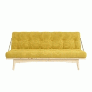 Banquette futon FOLK en pin massif - Coloris miel - Couchage 130 x 190 cm - Design scandinave avec accoudoirs en métal_1