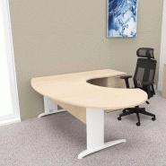 Bureau ergonomique et caisson intégré Sigma - Mobel Linea - 200, Blanc, Chêne moyen , Droite, 3 tiroirs_0