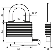 Cadenas à clé Slice - 50 mm - Gainé PVC - Couleurs assorties - Anse demi-haute ou classique - THIRARD_1