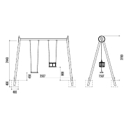 Portique Mixte pour Enfants de 1 à 12 ans - Bois traité autoclave et acier galvanisé - Siège bébé et enfant en caoutchouc - Norme EN 1176_1