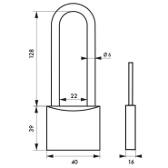 Cadenas à clé Mach 3 - 40 mm anse haute en laiton monobloc - usage extérieur - Thirard_1