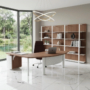 Bureau d'angle X time Next avec retour et caisson - Quadrifoglio. - 237, Blanc, Noyer canaletto, Droite, 2 tiroirs_1