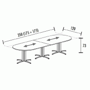 Table de réunion ovale évolutive Sigma - Mobel Linea - Blanc 9010, Poirier, 400_1