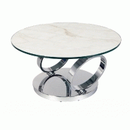 Table basse modulable Olympe Marble - plateaux pivotants en verre trempé et céramique marbre blanc_1