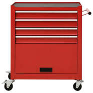 Vidaxl chariot à outils avec 4 tiroirs acier rouge 147187_1