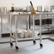 Vidaxl table de travail de cuisine avec roues 82,5x55x85 cm inox 376463_1