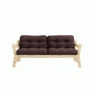 Banquette convertible futon STEP en pin massif - Coloris marron - Couchage 70x200 cm_1