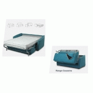 Canapé convertible express EMA 140x190 cm - Matelas 20 cm - Tissu gris passepoil beige - Fabrication italienne_1