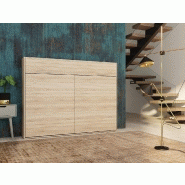 Armoire lit escamotable VERTIGO chêne naturel - couchage 140x200 cm - ouverture transversale_1
