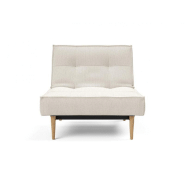 Innovation Living - Fauteuil Splitback Styletto convertible lit 90x115 cm - Pieds chêne naturel - Tissu bouclé Off White_1