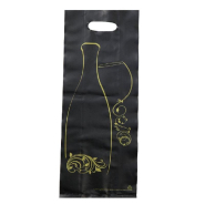 Sac 2 bouteilles noir PEHD - poignées découpées simples - 16x8x46cm - par 50_1