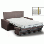Canapé-lit convertible LEVALLOIS Express - Sommier à lattes 120x197cm - Matelas 16cm - Tête de lit intégrée - Marron_1