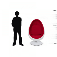 Fauteuil œuf intérieur velours rouge - Design 70's - Inspiré par Eero Aarnio_1