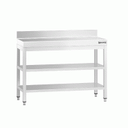 Tables Inox de Travail Premium avec Dosseret et 2 étagères - P 600 mm | Ggm - 1000_1