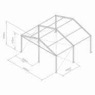 Tente de stockage fermée - structure fixe en aluminium et acier - couverture composite PVC multi-éléments - porte, fenêtre et système d'éclairage_1
