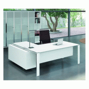 Bureau X7 avec plateaux en verre blanc - Officity. - 230, Blanc, Droite_0