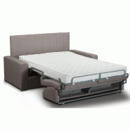 Canapé convertible 3 places Belle Époque - CanapExpress - Matelas mémoire 22 cm - Tweed taupe sable - Tête de lit intégrée_1