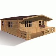 Chalet en bois plain-pied Lipki - madrier 44 mm - 44.8 m² - toit double pente - 4 pièces - sapin du nord brut_1