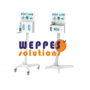 Chariot d'isolement ou station d'hygiène mobile et modulaire, à placer à chaque entrée de tout établissement médical - HYGISTAND_1