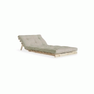 Fauteuil convertible futon ROOTS en pin naturel - Tissu lin - Couchage 90 x 200 cm - Design japonais et scandinave_1