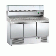 Table de préparation pizza plan en granit 1400 x 700 - 3 portes et vitrine 6 GN 1/4_1