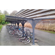 Abris 2 roues - Série PC - Toit plat pente arrière 5% - Sur mesure avec bardage et racks vélos en option_1