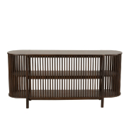 Buffet GADRA - bois de manguier marron foncé avec façade en grillage et 2 étagères - L160 x H75 x P38 cm_1