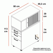 Caisson avec armoire à rideaux en bois - MDD - Gris aluminium_1