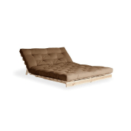 Canapé convertible futon ROOTS - Pin naturel - Tissu Mocca - Couchage 160x200 cm - Design japonais et douceur scandinave_1