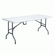 Table pliable en résine avec pieds rabattables et nappe noire