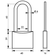 Cadenas à clé Transit 2 - 40 mm anse demi-haute - Corps laiton monobloc et anse inoxydable - THIRARD_1